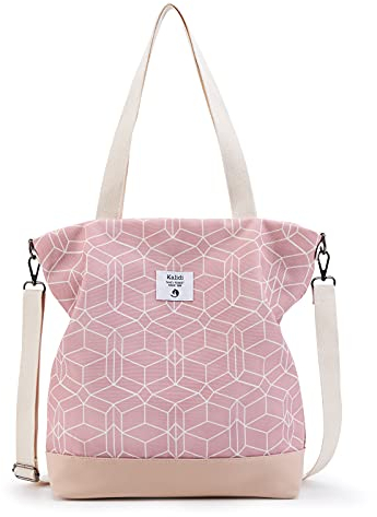KALIDI Groß Damen Umhängetasche/Handtasche Canvas Tasche Schultertasche Totepack Shopper Casual Hobo Bag Crossbody Bag für Schule Büro Arbeit Reisen Ausflug Einkauf,pink