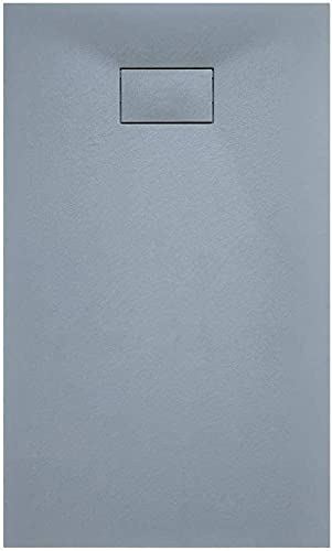 Piatto Doccia Spessore 2.6 Cm In Resina Con Griglia Di Copertura Effetto Pietra Ardesia Stone Riducibile Filopavimento Indistruttibile Antiscivolo Arredo Bagno Colore Grigio (80x160 cm)