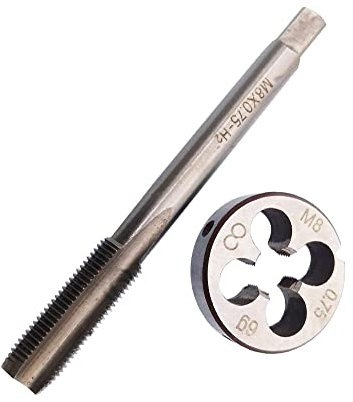 HUAZHICHUN Gewindeschneider-Set, M8 x 0,75 mm, metrisches HSS Gewindebohrer- und Schneideisen-Set, Rechtshänder, 1 Stück