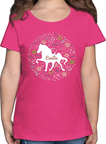 T-Shirt Mädchen - Pferde - Pferd - Pferdemädchen - 116 (5/6 Jahre) - Fuchsia - REIT Tshirt Kinder pferdeshirt reiten Name Shirt Geschenke für reiterinnen reitshirt Maedchen Reiter Horse t Shirts