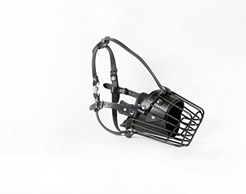 L&J Pets Uk Metall Maulkorb für Dobermann und Malinois & ähnliche große Hunde – Sicher, Bequem & Verstellbar (T2, Schwarz,Schwarz)