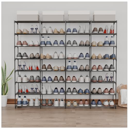 SMILHELTD Large Shoe Rack 8 Tier 64 Pairs for Entryway, Heavy Duty Storage Shelves Unit with Customizable Height for Boots, Space Saving Organizer for Hallway Garage (66.1 W x 49.2 H)