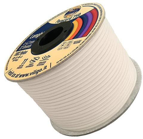 VILIGO Paracord 750 - Typ IV (4,2 mm) - Nylonfläta, 11 inre trådar - Perfekt för camping och utomhusaktiviteter, allround rep (15 m, bomull)