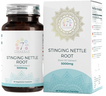7C Brennnesselkapseln | 90 hochwirksame Kapseln – 5000mg Brennnesselwurzel aus 10:1 Extrakt pro Portion | Gentechnikfrei, gluten- und allergenfrei | ISO-zertifiziert, hergestellt in GB