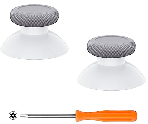 eXtremeRate Replacement Thumbsticks for Xbox Core Wireless Controller, Joysticks Repair Kit for Xbox Series X/S Controller, Analog Stick Buttons for Xbox One S/X/Elite - Robot White & New Hope Gray