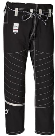 Ju-Sports BJJ Hose A1 Select Neo Schwarz I Jiu Jitsu Hose mit Schnürbund mit elastischer Kordel & Langer Knieverstärkung I 100% Baumwolle & dichtes Rip-Stop Gewebe