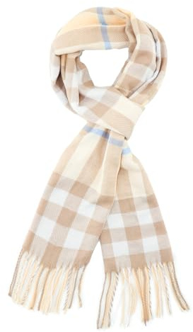 vimate rutig halsduk för män kvinnor, supermjuk klassisk tartan rutig hals halsdukar, G#.Beige brun pläd, 75'' x 13'' (190cm x 33cm)