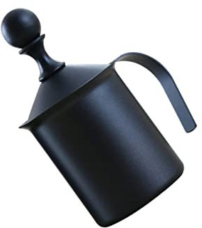 Ciieeo 400cc Mousseur à Lait Manuel pour Cappuccinos et Lattes Piston et Verseuse Inclus Facile à Utiliser Nettoyer