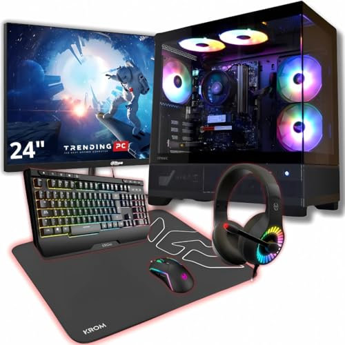 PC Gaming Completo • TrendingPC • Ryzen 7 5700G 8X 4,60Ghz • 32Gb RAM DDR4 RGB • AMD Radeon 8 Graphics • 1tb m.2 • WiFi 6 & Bluetooth • Monitor 24 100hz •Windows 11 • Teclado Auriculares y ratón
