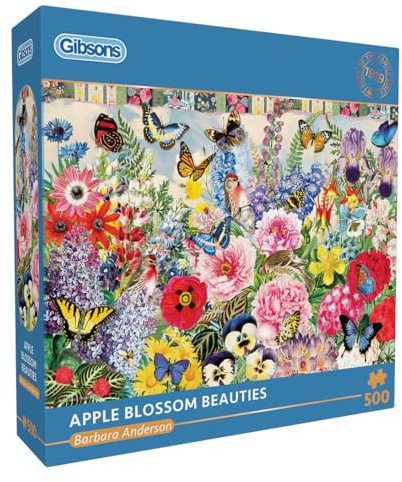 Gibsons Apple Blossom Beauties | 500 Piece Jigsaw Puzzle | Butterfly and Flower Garden Puzzle | Sustainable Jigsaw Puzzle for Adults | Premium 100% Recycled Board | Great Gift for Adults