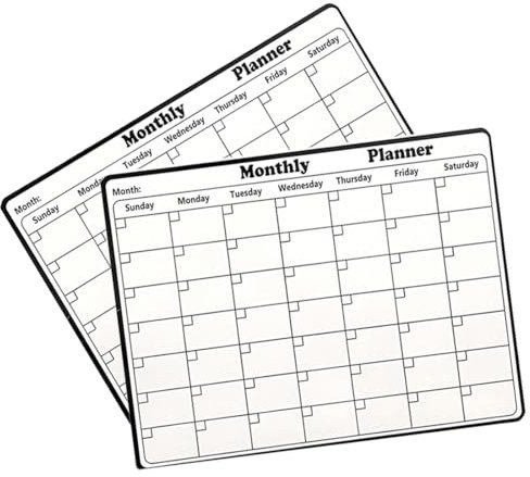 Calendario Magnético para Nevera, 2 Pzs Pizarra Magnética para Nevera, Magnetica Planificador Mensual, para plan de alimentación familiar, lista de compras, Planificación de Menú, 28 × 11 cm, Blanco