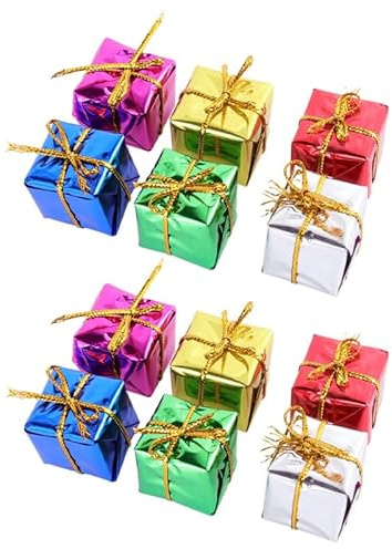 TOPBATHY 120 Stück Deko Geschenkpäckchen Mini Geschenkboxen 2.5 cm Kleine Weihnachtsbaum Geschenkboxen Kleine Weihnachtsbaumschmuck für Weihnachtsfeier Zuhause
