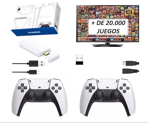 Consola Retro, Consola Retro Portátil, Conectable a TV, 4K HDMI,+ de 50000 Juegos Preinstalados, Consola de videojuegos, USB HD 64GB, 2 Mandos Inalámbricos, Consola Arcade, configurada y fácil de usar