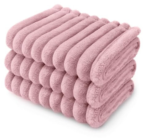 luciphia Hundedecke Katzendecke Waschbar, 1 Pack 3 Decken Flanell für Kleine Mittlere Größe Hunde Katzen, Flauschig Weiche Warme Fleece Haustier Decke für Unterwegs Kuschel Rosa 45 x 75 cm