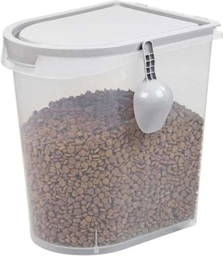 Greenfields 36L Airtight Pet Food Storage Container With Scoop Up to 33 lbs Treats For Pet Dog Cat Animal 15kg Dry Food Dispenser With Casters (Grey)