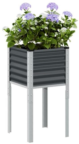Gecheer Blumenkasten, Pflanzkübel für Terrasse Garten, Stahl Anthrazit 45x45x88 cm, Hochbeet Pflanzgefäß für Balkon