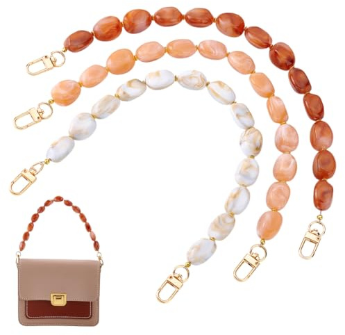 PH PandaHall Handtaschenkettenriemen 38cm Acryl-Perlen 3 Stile | Acryl-Perlen Taschengriffe mit Imitationsedelsteinen Handtaschengurte Für Sommertaschen Geldbörsen Und Unterarmtaschen