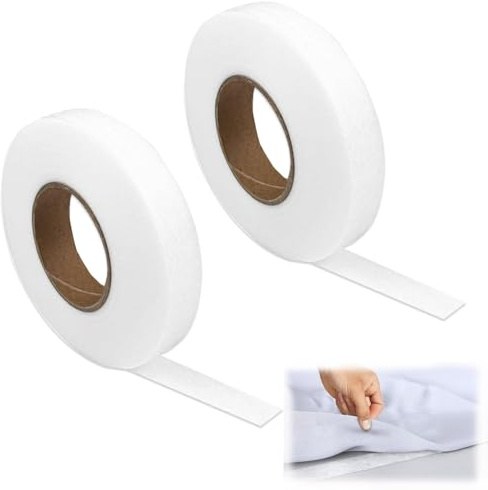 Hongoen 2 PCS Saumband zum Aufbügeln, Weiß, 20mm Breit, Waschfest, für Hosen, Vorhänge, Gardinen und Textilien