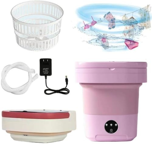 Lavatrice portatile da viaggio piccola da 8 l, mini lavatrice pieghevole con centrifuga per campeggio e viaggi, lavanderia a risparmio energetico per biancheria intima, vestiti e calze