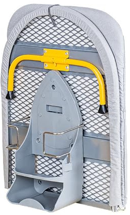 SWHC Mini Table a Repasser, Portable Mini Planche a Repasser Murale Table A Repasser Pliable 89x33cm avec Support de Rangement pour Fer, Housse Amovible, Maille Métallique
