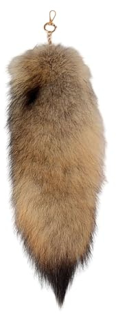 Tierschwanz Anhänger etwa 40cm Fell Schwanz Keychain Extra Groß Schlüsselring Tasche Zusätze Auto Schlüsselketten Anhänger Weich Flaumig Dicht Dekoration Ursprüngliche Natürliche Farben