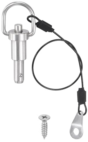 PATIKIL Perno A Sgancio Rapido, Anello Acciaio Inox 304 Con Perno A Sfera E Cinturino Antiperdita Montaggio E Riparazione Diametro 0.31 X Lunghezza Utilizzabile 3/8 (8x10mm)
