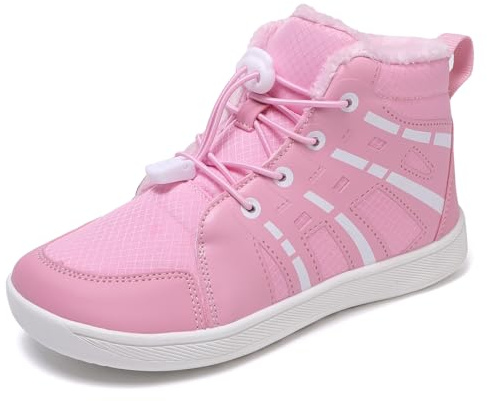 YisiNP Invierno Barefoot Botas de Nieve Niños Niña Cómodas Cálidos Impermeable Antideslizante con Forradas Exterior Trekking Zapatos para Caminar, Rosa, EU34