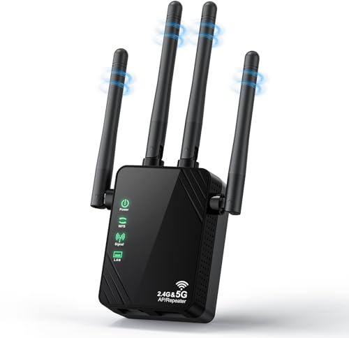 WiFi Extender Signal Booster for Home, Dual Band 1200Mbps Internet Extender WiFi Booster Up to 12888 Sq.ft Coverage and 105 Devices, WiFi Repeater with Ethernet Port, Easy Setup