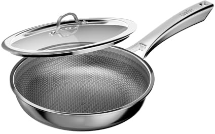 EvoFar 30cm Tri-Ply Stainless Steel Non Stick Frying Pan with Lid | Induction Pan for Even Heat Cooking, Heat-Resistant Handle, Suitable for All Hobs, PFOA & PFAS Free