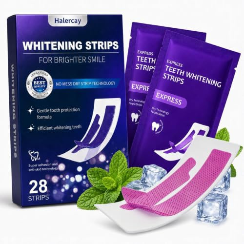 Bandes de Blanchiment Dentaire - Kit Blanchiment Dentaire Violet - 28 Bandes Blanchissantes Dents - 14 Applications - Action Immédiate et Douce pour un Sourire Éclatant