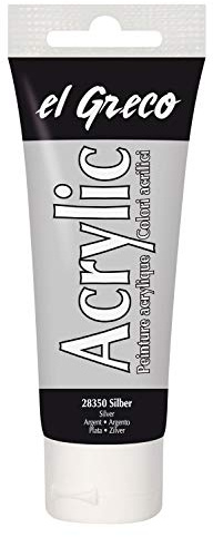 KREUL 28350 - El Greco Acrylic, 75 ml Tube in silber, hochpigmentierte, glänzende Acrylfarbe in Studienqualität, buttrig vermalbar, für pastose Malerei