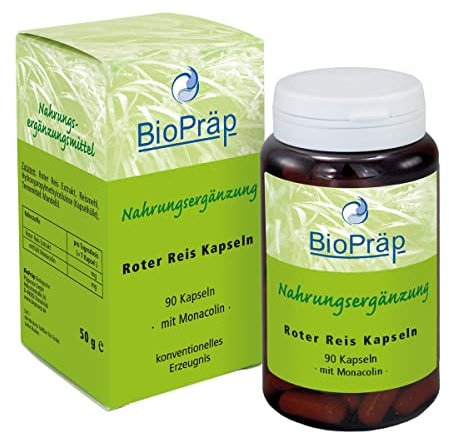 BioPräp Roter Reis Kapseln mit Monacolin | 90 Zellulose-Kapseln | vegan | produziert in Deutschland | zertifizierte Produktion