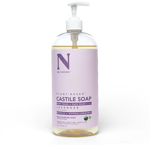 Dr. Natural Castile Liquid Soap - Multi-Use Body Wash, Shampoo and Face Wash - Hydrating Body Soap for Skin, Hair, Pets and Home - Lavender - 32 oz