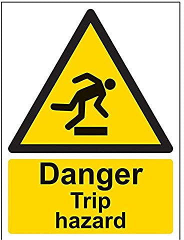 V Safety Danger Trip Hazard Warning Sign - 150mm x 200mm - 1mm Rigid Plastic