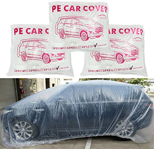 LuliKa 3 Packs Disposable Car Cover Clear Plastic Car Cover Universal