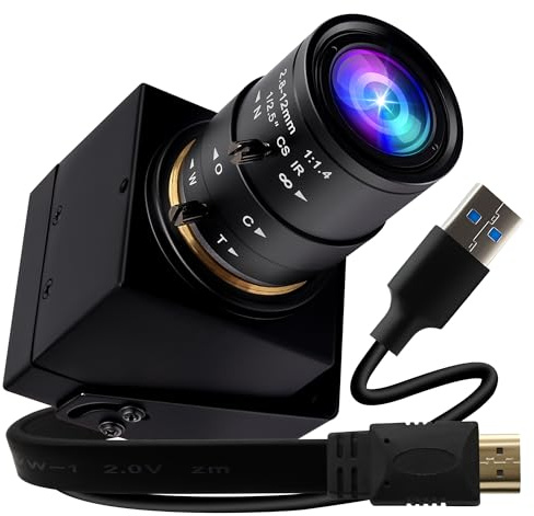 Caméra HDMI USB 4K 60 fps 2,8-12 mm Zoom manuel 4x H.265 H.264 Webcam USB 3.0 | CS Mount, caméra laser à focale variable haute vitesse pour laser, qualité industrielle UVC, caméra PC pour vidéoconférence
