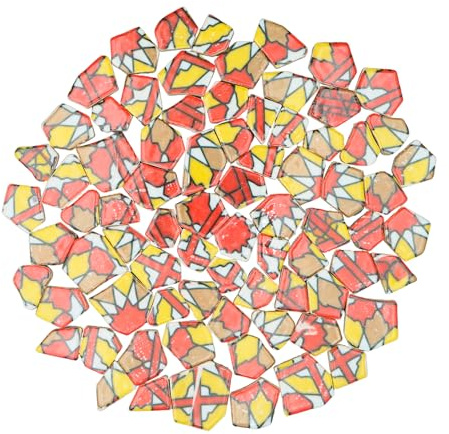 Yuvori Piastrelle per mosaico in porcellana, motivo geometrico astratto, irregolari, moderne, da 0,5 kg, fatte a mano, per bagno, soggiorno, cucina, per esterni (05, media)
