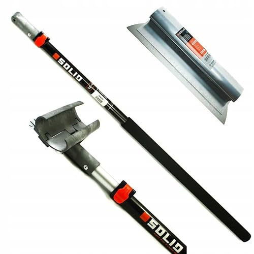 SOLID PROFI SET - Flächenspachtel edelstahl mit aluminium teleskopstange und stielaufnahme für spachtel - MADE IN EU (Flächenspachtel Set 45cm)