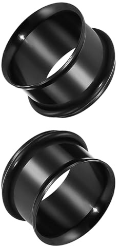 XIMAX 2PCS 316L Stainless steel Ear Gauges Ear Tunnels Single Flared Piercing Jewelry Stretcher Ear Plugs Rubber Rings Earrings Lobe O-Ring flesh Tunnel 2g