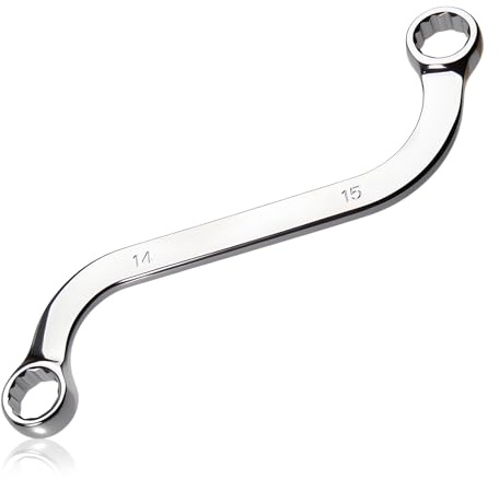 LEONTOOL S-Style Box Wrench Metric 14mm x 15mm 12-Point Double End S-Shaped Ratcheting Wrench S Box Wrenches Tools for Vehicle Repairing Maintaining Machinery and Household
