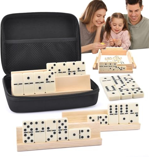 Retro dominospel set – vintage dominofodral, fullstora traditionella plattor, familjeunderhållning, hållbar förvaringslåda, bärbar design för resor | Perfekt för kvinnor