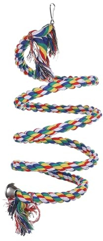 Vogel Kletterseil mit Sitzstange | Interaktives Schaukelspielzeug Mit Glocke - Mehrfarbige Nymphensittich-Schaukel Aus Baumwollseil | Für Wellensittiche Conures Kanarienvögel Zum Klettern Und Spielen