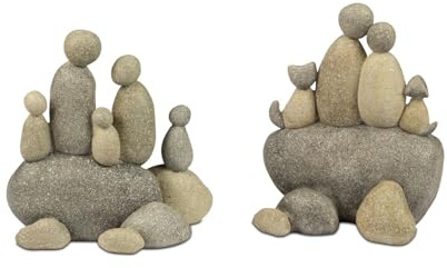 formano 2er Set Steinmännchen Deko Figuren Moderne Polyresin Skulpturen je 16 cm - ruhige Zen Wohnraumdeko für Wohnzimmer, Regal & Garten, als Geschenkidee für Paare & Familien