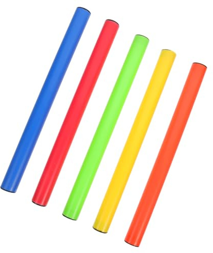 SMASOLO Set 5 Bastoni da Competizione per Staffetta Punta Sicura, Bastoncini Colorati per Atletica Leggera, per Allenamenti e Gare Scolastiche all'Aperto