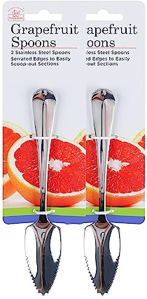 Better Houseware Grapefruit Spoons ,Set of 2 Grapefruit Spoons serrated stainless steel ,grapefruit spoon Baby fruit spoon scraper, Spoons with Serrated Edges for Orange & Kiwi, Ginger Peeler