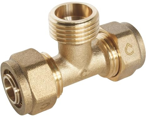 SOMATHERM FOR YOU, Raccord à compression mâle 15/21 pour tube PER Ø16 - Installation rapide et fiable - Normé ACS - Pression max 10 bars - Température d'utilisation : 5°C à 90°C | Raccordez facilement vos tubes PER grâce à ce té démontable, sans outil spécifique et sécurisé anti-arrachement.