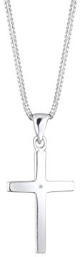 Elli DIAMONDS Halskette Damen mit Anhänger Kreuz und Diamant (0.005 ct.) in 925 Sterling Silber
