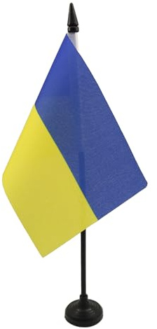 AZ FLAG Bordsflagga Ukraina 15x10 cm Ukrainsk 100D Polyester Plastfot