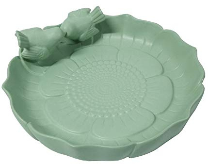 Dehner Natura Premium Wildvogel Tränke Royal, Vogelbad / Wasserstelle robust / wetterfest für Wildvögel, Ø 26 cm, Höhe 9 cm, Steinzeug, türkis