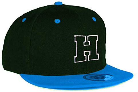 MFAZ Morefaz Ltd Barn vuxen storlek hattar snapback blå platt topp hatt pojke flicka vardaglig baseballkeps A-Z alfabet, H, en storlek